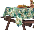 DYTXIII Outdoor Rectangle Tablecloth with Umbrella Hole and Zipper 84" x 60", Water Repellent Floral Picnic Cover, Fade & Wrinkle Resistant Tablecloth for Patio/Garden/Party Table, Lush Leaf Green
