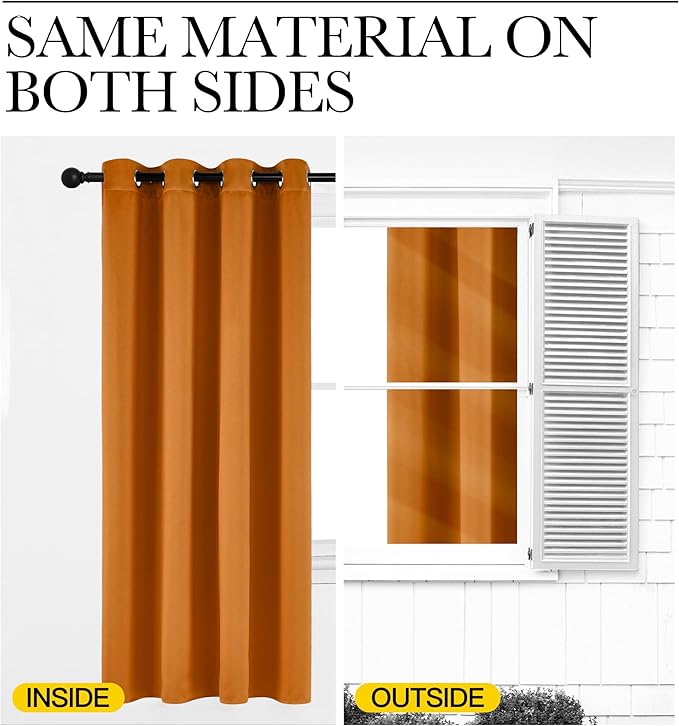 NICETOWN Orange Curtains 84 inch Length 2 Panels, Grommet Faux Silk Thermal - Image 6