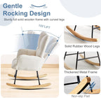 DUMOS Nursery Rocking Chair Teddy Upholstered, Comfy Glider Rocker, Beige