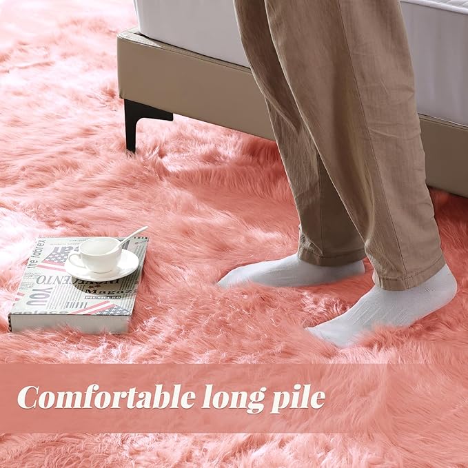 ORINOVA Pink Washable Fluffy Circle Rugs - Image 3