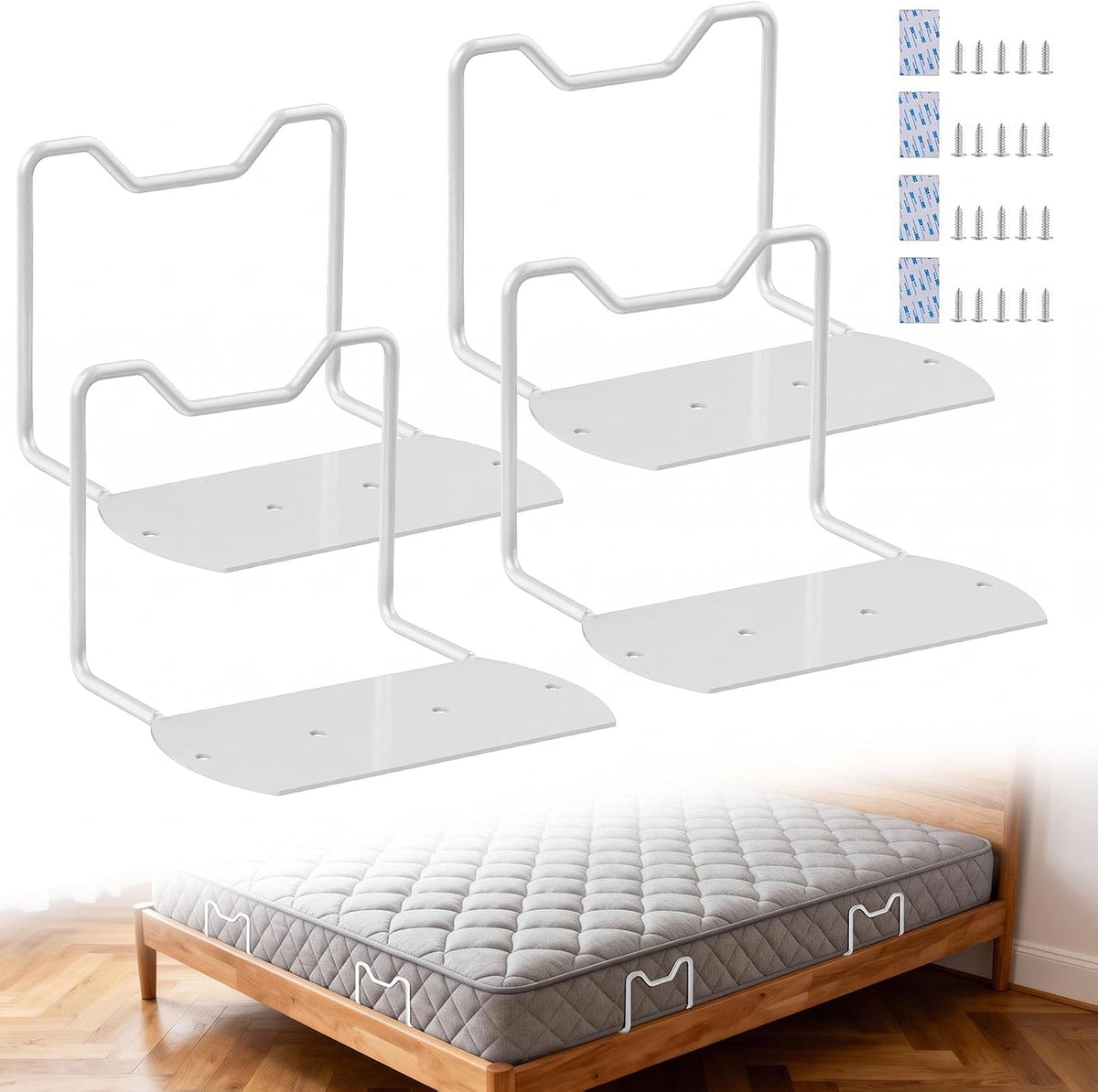 Mattress Slide Stopper,Upgrade Reinforced Welding(Black,5.9"H,4 PCS)