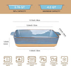 Dafuceramic Casserole Dish for Oven, 4.2 QT Baking Dish, 9x13 Large Porcelain Baking Pan, Durable Rectangular Lasagna Pan Deep with Handles, Microwave Oven Safe, Home Decor, Wedding Gift, (Khaki & Blue)