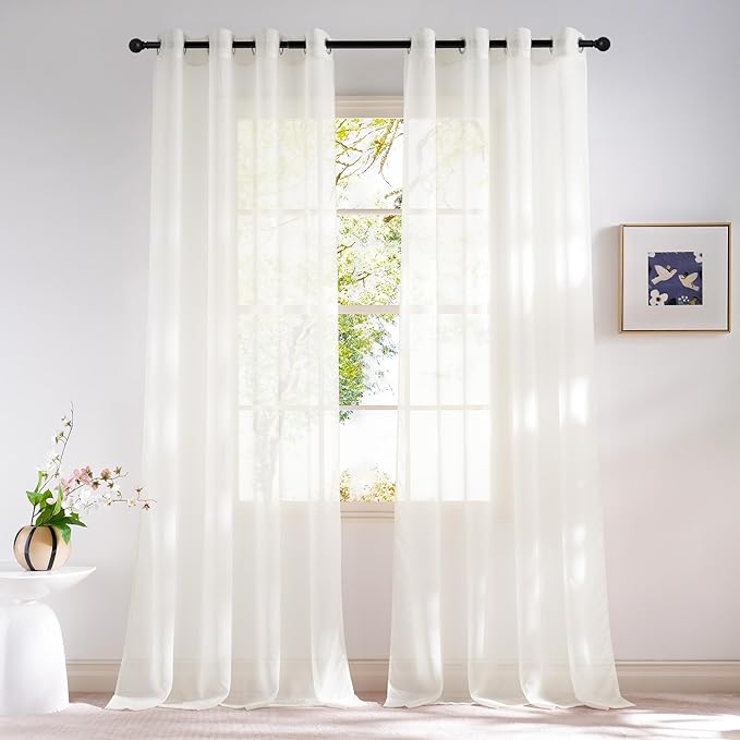 NICETOWN Sheer Curtains for Living Room 96 inches Long, Grommet Casual Style by NICETOWN