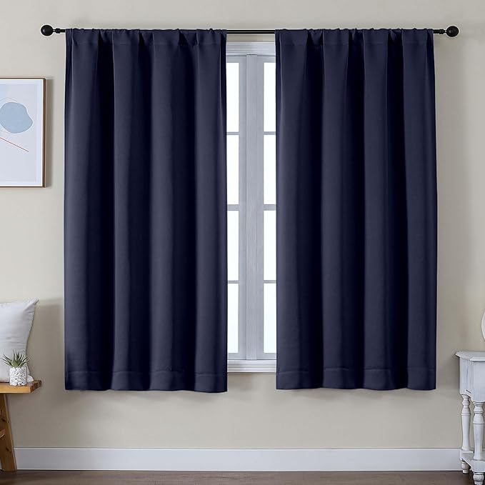 Simplebrand Ava Navy Blue Blackout Curtains by Simplebrand