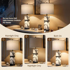 Scenekoy 27" Alabaster Table Lamp Set of 2 with Night Light for Living Room