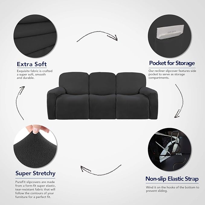 PureFit Super Stretch 3 Seats Recliner Chair Sofa Couch Cover - Image 3