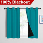 NICETOWN Peacock Teal 100% Blackout Curtains 45 inches Long, 2 Thick Layers - Image 2