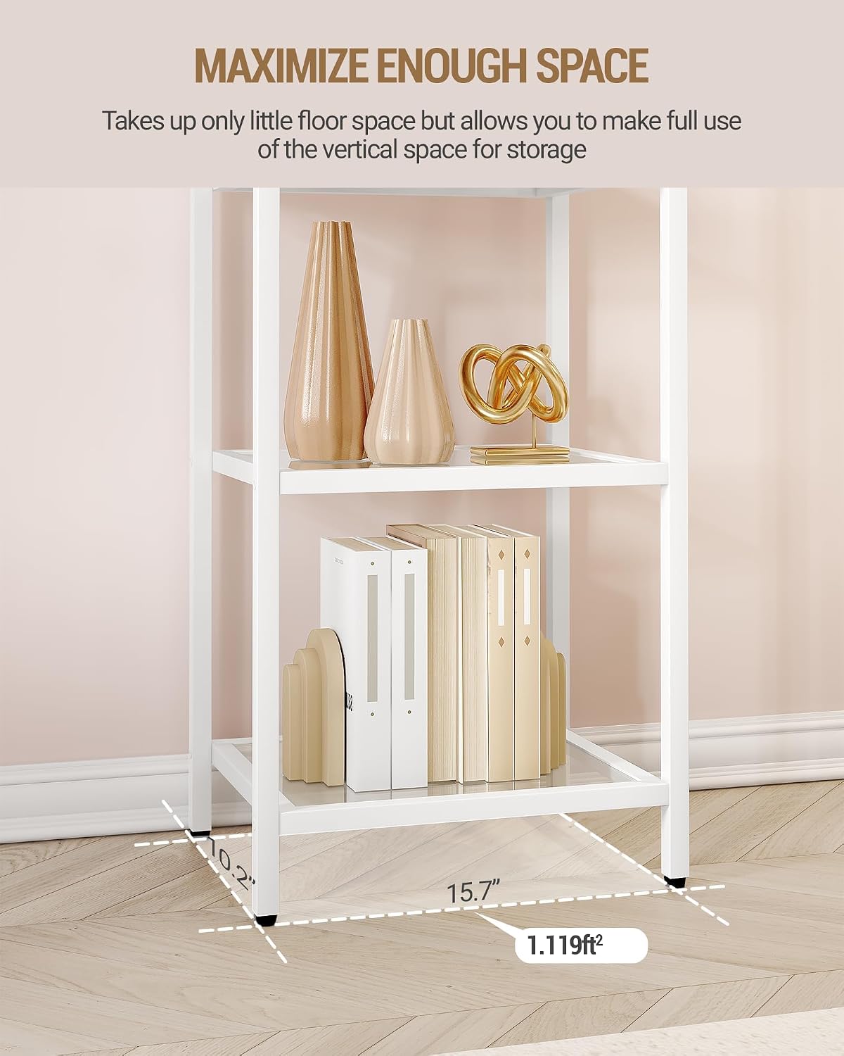 Hzuaneri Bookcase Bookshelf, Tempered Glass Bookshelves