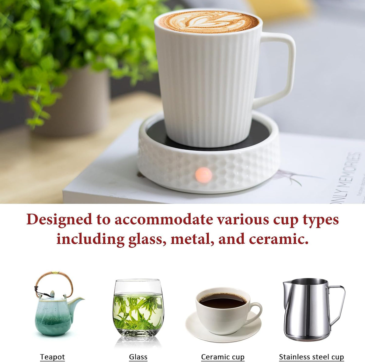 Electric Large Candle Warmer Plate - Ceramic Candle Wax Warmers for Jar Candles, Coffee Mug Warmer Cup Warmers for Home Office Aromatherapy Fragrance and Heating Beverage (Black and White Honeycomb)