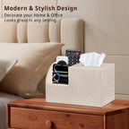 PU Leather Square Tissue Box Cover - Multi-Functional Tissue Box Holder