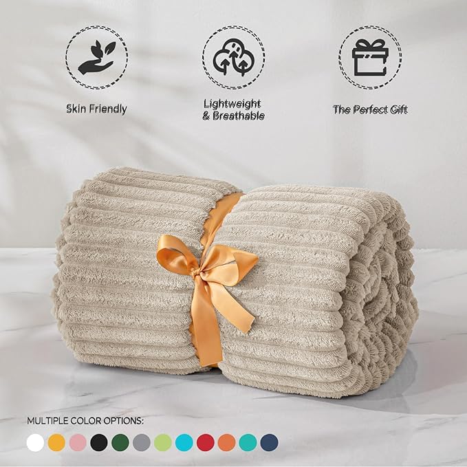 BEDELITE Fleece Blanket Queen Size – 3D Ribbed Jacquard Soft and Warm - Image 4
