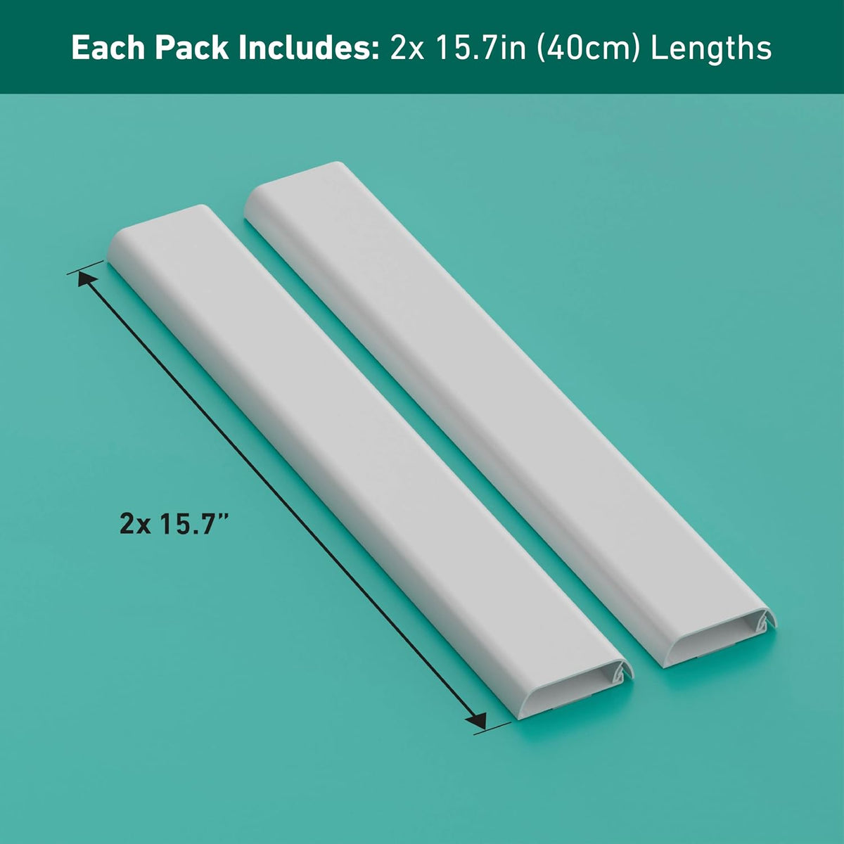 D-Line TV Wall Mount Cord Hider, Hide Mounted TV Cables, Wire Covers, Self Adhesive Cover for Cords, Paintable, Low Profile, Seamless Cable Raceway - 2X 2.36in W x 0.59in H x 15.7in L - White