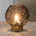 LUSHARBOR Battery Operated Decorative Glass Table Lamp with Timer Amber