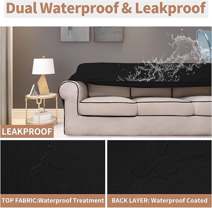 Easy-Going 100% Waterproof Oversized Loveseat Couch Cover, Dual Waterproof Sofa - Image 3