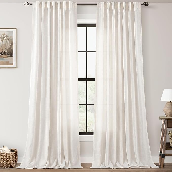 96 inch Long Linen Curtains 2 Panels by Jolilight
