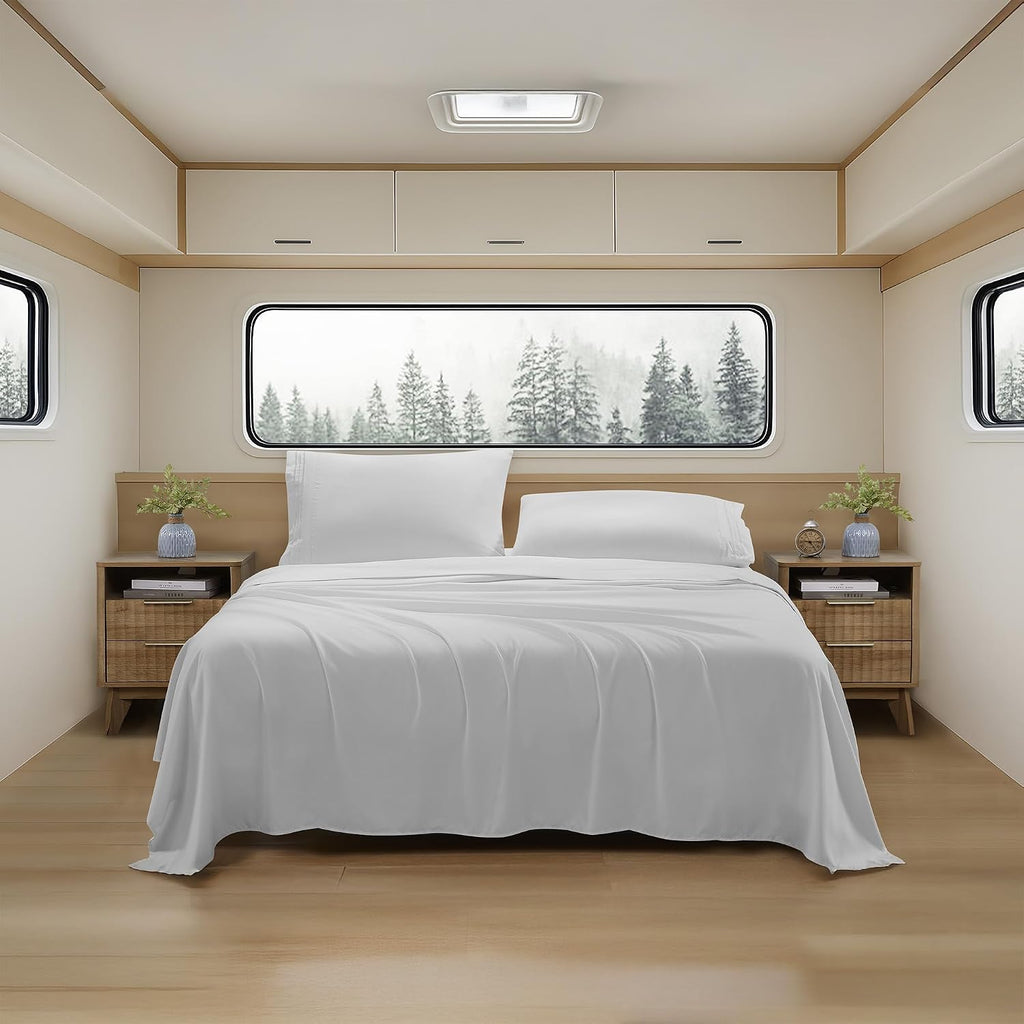 Camping Sheets Queen Size - Outdoor Air Mattress Sheet Set – Built-in Corner Straps for Air Mattress & Camping Use – Designed for Inflatable Beds & Tailgate Sleepovers, Ivory