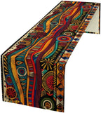 African Tribal Table Runner, African Mud Cloth Pattern Geometric Ethnic Traditional Table Center Decor for Home Kitchen Dining Patio Holiday Party Indoor Outdoor Table, 13x70 in