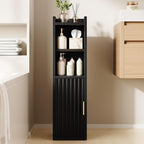 Yoobure Fluted Small Bathroom Storage Cabinet, Narrow Paper Cabinet, Black
