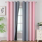 Estelar Textiler Pink and Grey Ombre Blackout Curtains 90 Inches Long 2 Panels by ESTELARTEXTILER