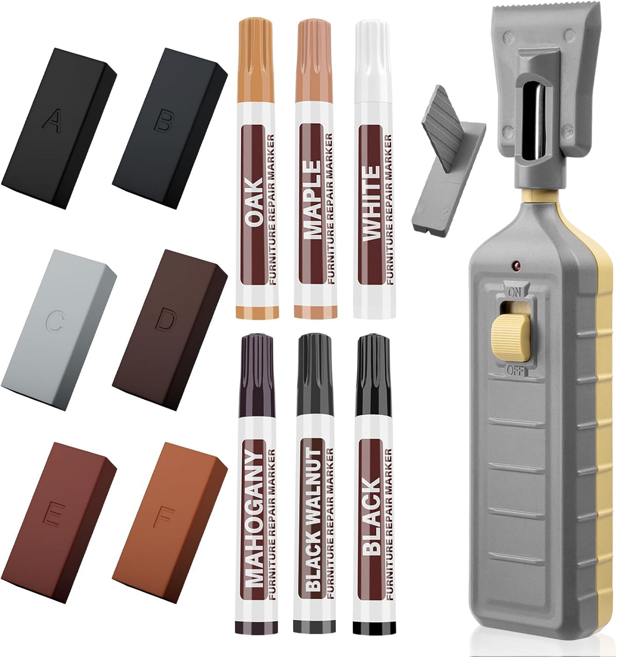 Laminate Floor Repair Kit, 6PCS Vinyl Floor Wax with 6PCS Wood Touch Up Markers, Fix Scratches, Stains, Cracks, Holes
