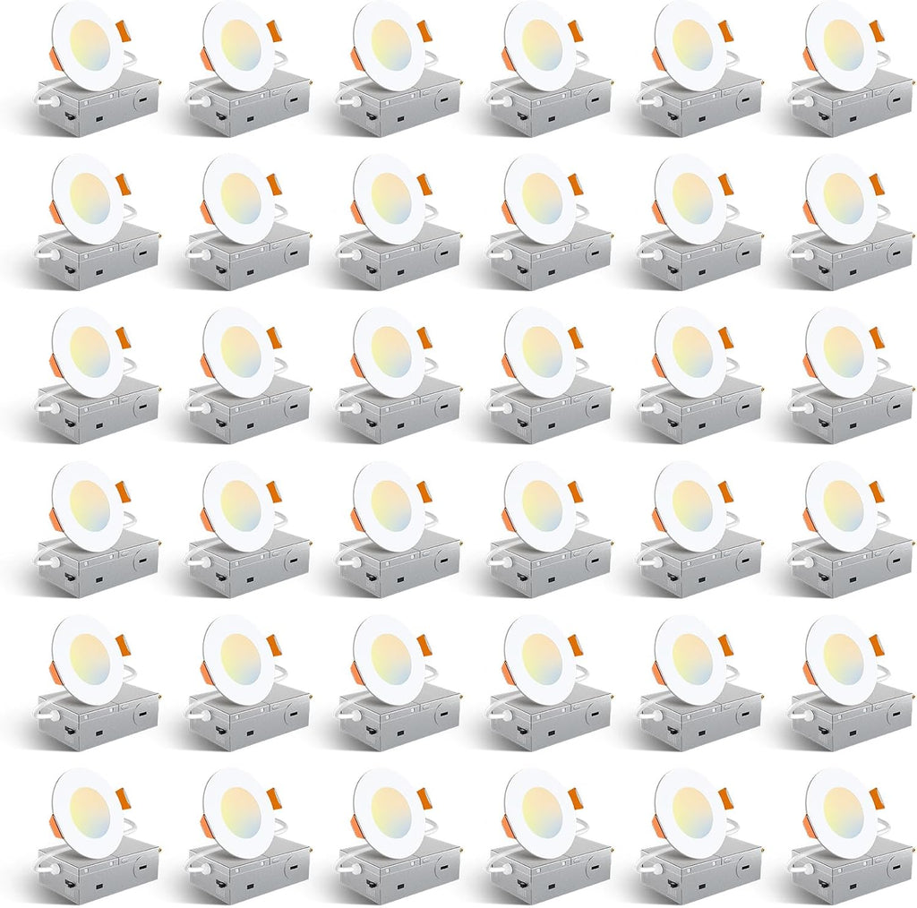 Amico 36 Pack 3 Inch LED Recessed Lighting, Canless Wafer Downlight, White