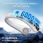 BNBZ Portable Neck Fan, 6000mAh Rechargeable Fan Blows Cold Air with LED Display, 4 Speeds, 20H Runtime, Quiet Wearable 360° Personal Cooling Fan for Outdoor Travel Work Gym,Fireplace Fans-White