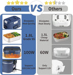 Nifogo Electric Lunch Box for Adults Men 100W 1.8L, 12V/24V/110V