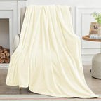 KMUSET Cream Fleece Blanket for Couch - Image 2