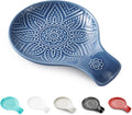 Ceramic Spoon Rest, 7.48 Inches Spoon Holder for Kitchen Counter, Kitchen Accessories, Dishwasher Safe, Dark Blue