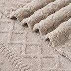 Boho Throw Blanket Soft & Fluffy Fleece, Neutral Brown Color, Cute & Aesthetic, Perfect for Sofa, Couch, Chair, Bed, Living Room & Bedroom, All-Season Use, Plush & Cozy Decorative Blanket 50'x60