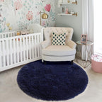 Dark Navy Round Rugs 5Ft for Teen Boys Bedroom, Circular Fluffy Shag Fuzzy - Image 7