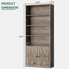Shintenchi 6 Tier Bookshelf with Doors, Tall Standing Bookcase
