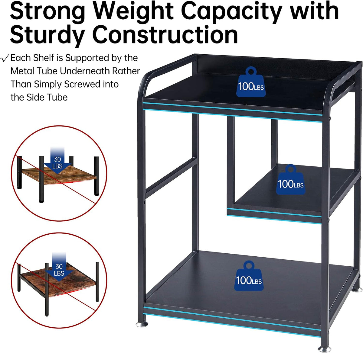 Fannova Printer Stand with Storage Shelf for PC Computer Tower CPU Shredder