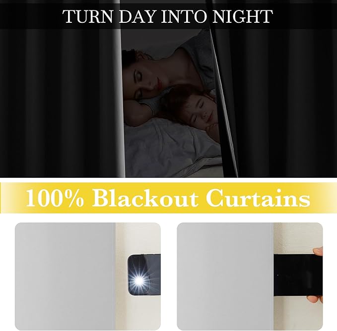 NICETOWN 100% Blackout Off White Curtains - Image 5