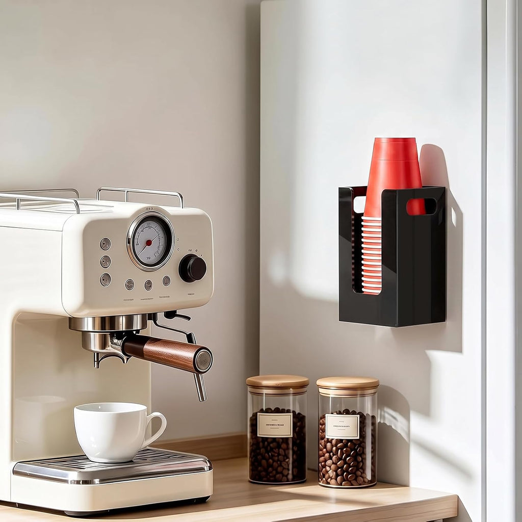 Cup Dispenser, Wall Mount Cup Holder Fits Cups Up to 18 oz