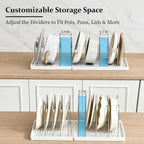2 Pack Expandable Pots and Pans Organizer Under Cabinet, Foldable Kitchen Cabinet Organizer with 12 Adjustable Dividers, 31" Cookware Rack for Pots, Pans, Pot Lids, Cutting Boards & Bakeware