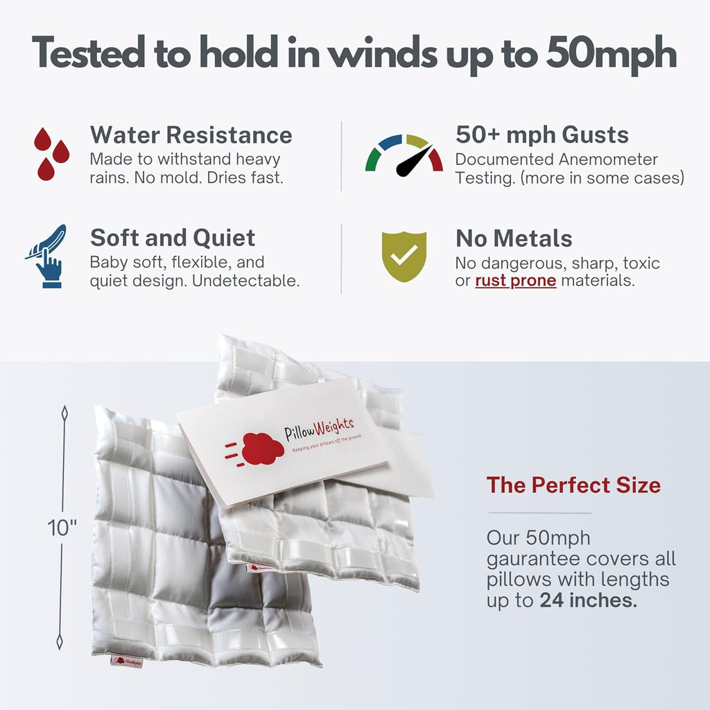 The Original Outdoor Pillow Weights, Wind Tested, 4 Pack