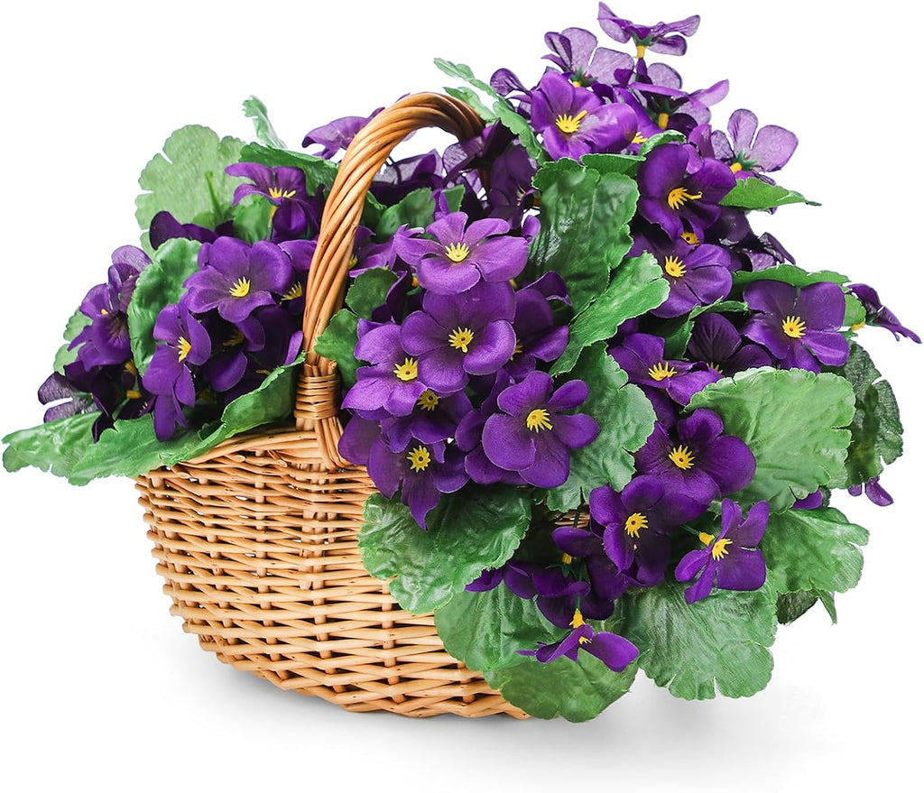 10 Pcs Artificial African Violets, Purple 9 Inches Flowers