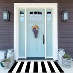 LEEVAN 2x4.3 Small Black and White Striped Layered Woven Outdoor Door Mats