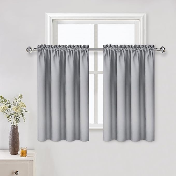 DWCN Silver Grey Short Blackout Curtains by DWCN