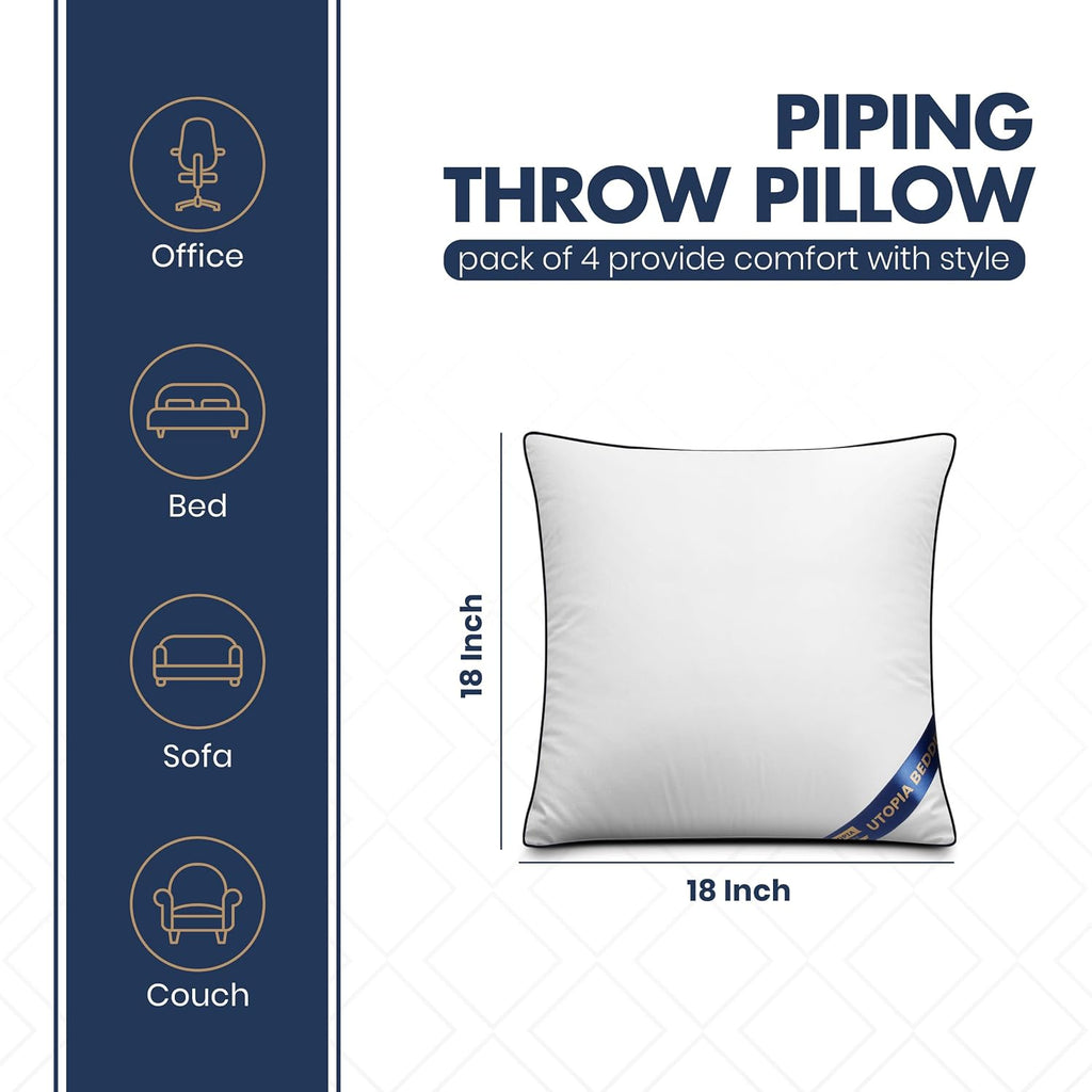 Premium Decorative Throw Pillow Inserts 18x18, Kids Throw Pillows, 4-Pack