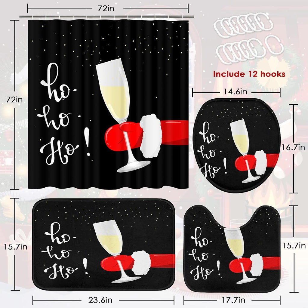 ArtSocket Christmas Bathroom Sets with Shower Curtain and Rugs Santa Claus
