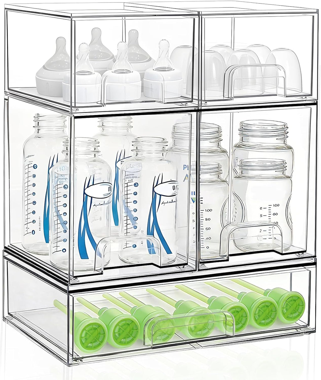 Bottle Storage Organizer Baby: Acrylic Stackable Storage Drawers