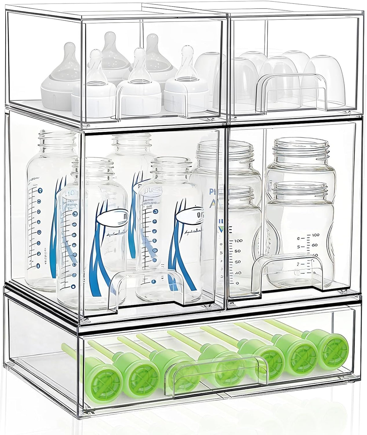 Bottle Storage Organizer Baby: Acrylic Stackable Storage Drawers