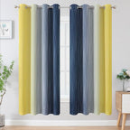 Estelar Textiler Navy Blue and Yellow Blackout Curtains 72 Inch Length 2 Panels - Image 2