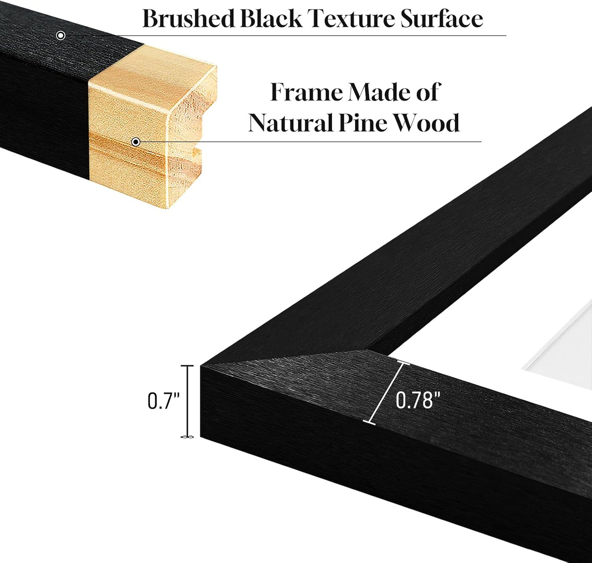 5x7 Double Picture Frame Collage 2 Openings Wooden, Black Frame