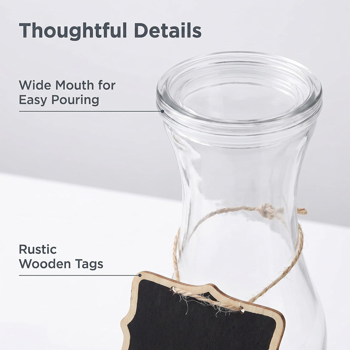 3 Pack 34 Ounces Glass Pitchers Wine Carafe Decanter with Acrylic Lid