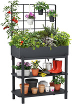 Metal Raised Garden Bed with Trellis & Legs
