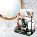 Desk Organizers Caddy and Accessories with 7 Compartments + Pen Holder / 72 Clips Set, Drawer, Black Mesh Office Supplies Desktop Organizer for Home, Office Ect