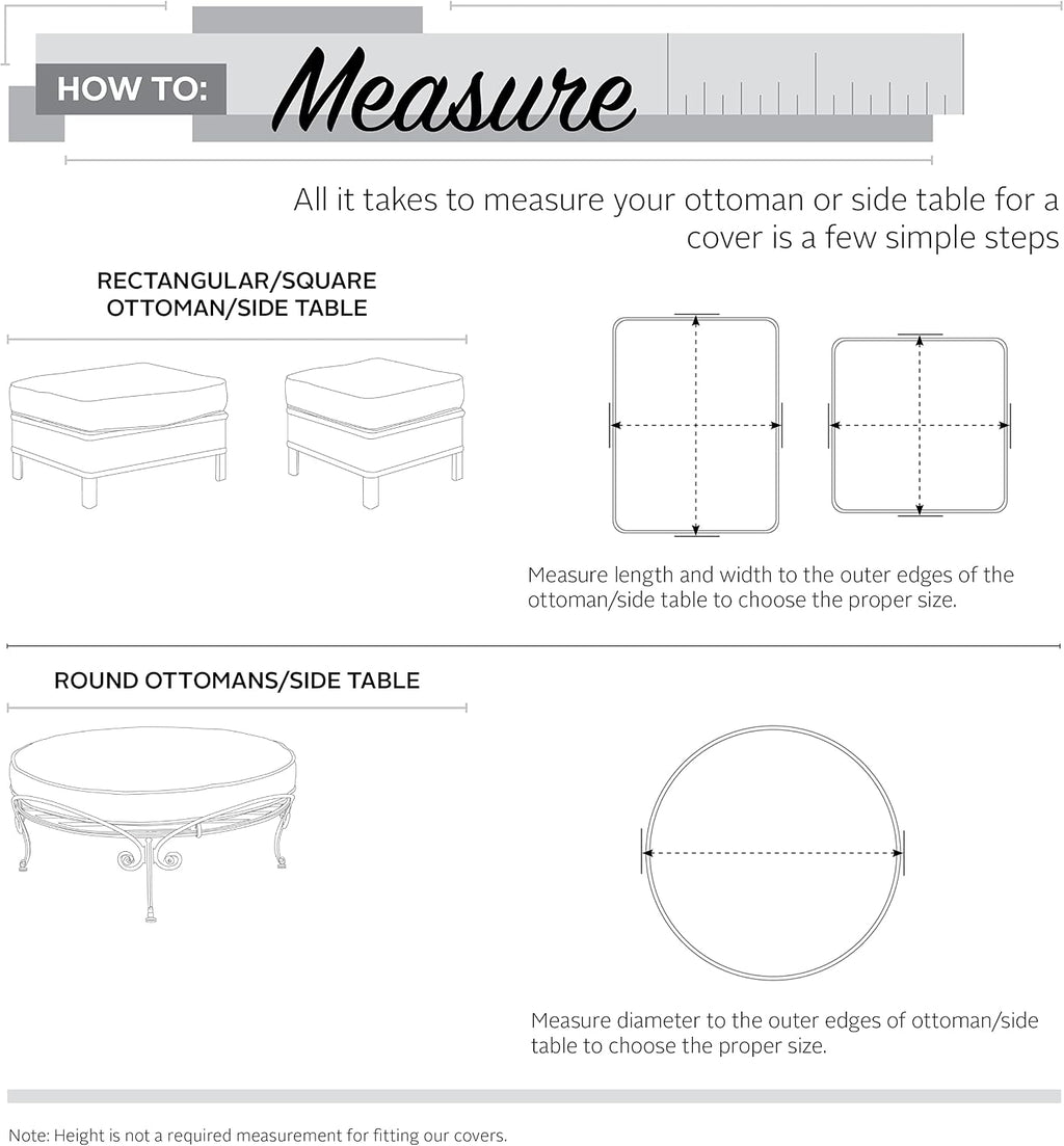 Classic Accessories Veranda Water-Resistant 26 Inch Square Patio Ottoman/Side Table Cover, Outdoor Table Cover